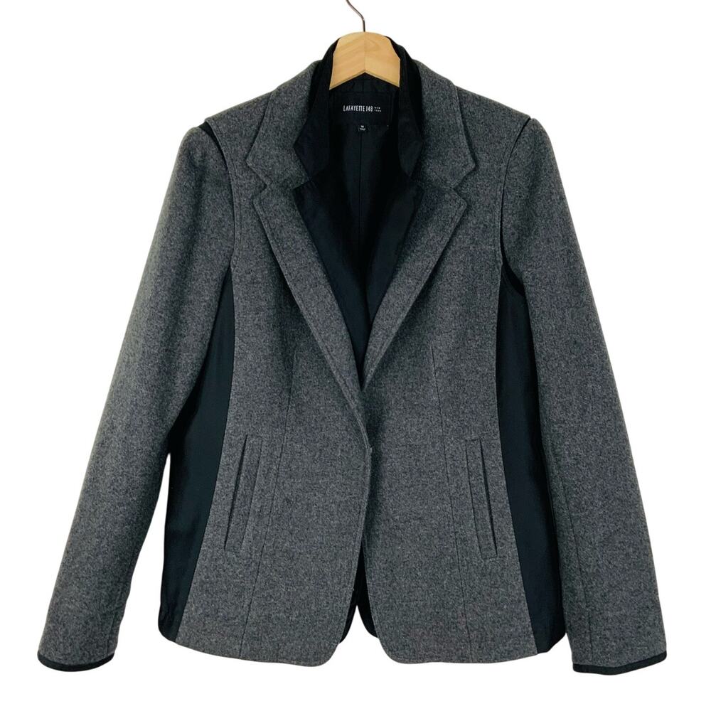 Lafayette 148 New York Wool Melange Jacket Vest Blazer Set Gray Women's Size 10